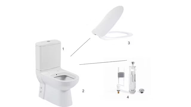 Floor-Mounted Toilet SELIN WHITE (Hygienic) Wall/Floor Outlet = Complete Pack