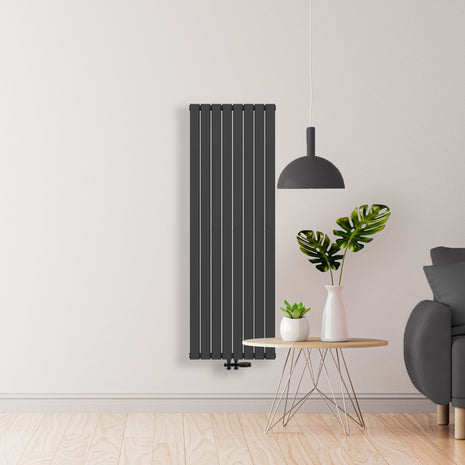 Radiarteur Vertical Oval Double Noir Mat 1800x600 -2x10-2050W