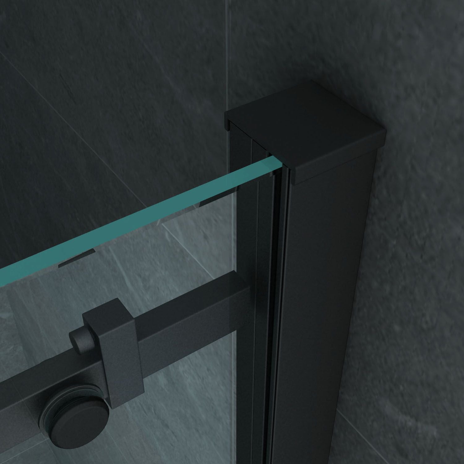 Porte De Douche Coulissante 120Lx200H Verre Clair Profil Noir 8mm