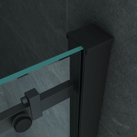 Porte De Douche Coulissante 120Lx200H Verre Clair Profil Noir 8mm