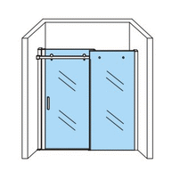 Porte De Douche Coulissante 120Lx200H Verre Clair Profil Noir 8mm
