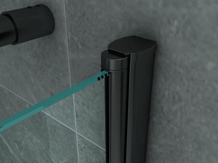 Cabine De Douche  80x80x190  KIT Porte De Douche Battante Verre Clair Profile Noir 6mm