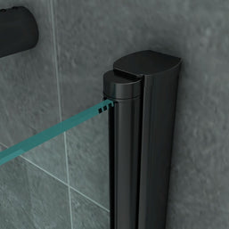 Cabine De Douche  80x80x190  KIT Porte De Douche Battante Verre Clair Profile Noir 6mm