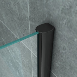 Cabine De Douche  80x80x190  KIT Porte De Douche Battante Verre Clair Profile Noir 6mm