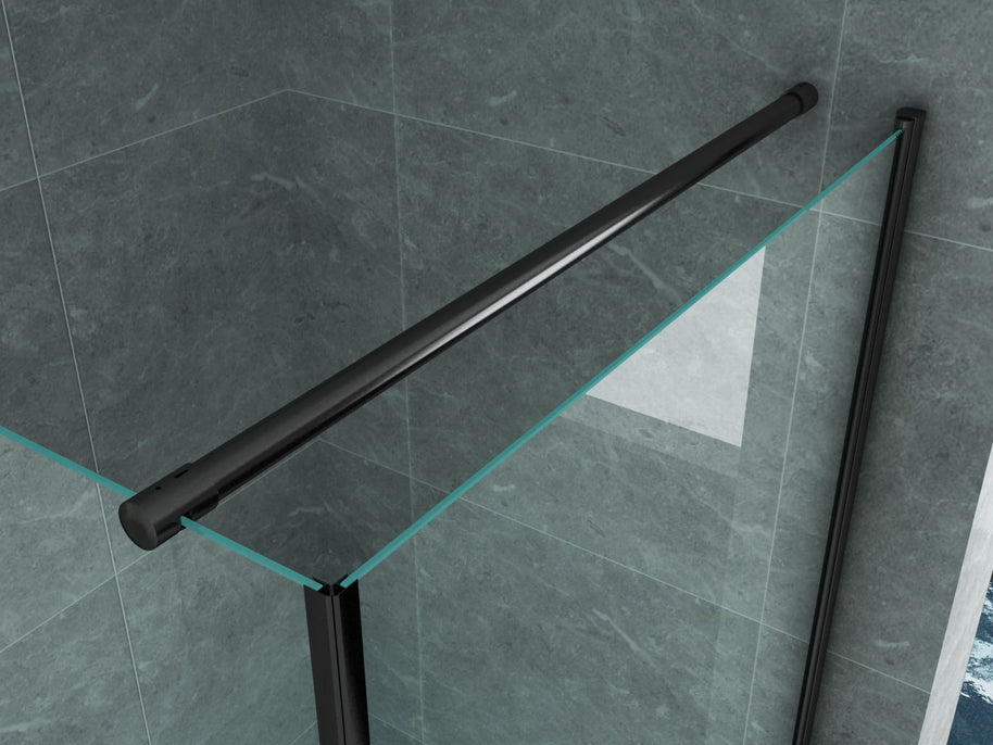 Cabine De Douche  80x80x190  KIT Porte De Douche Battante Verre Clair Profile Noir 6mm