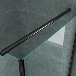 Cabine De Douche  80x80x190  KIT Porte De Douche Battante Verre Clair Profile Noir 6mm