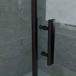 Cabine De Douche  80x80x190  KIT Porte De Douche Battante Verre Clair Profile Noir 6mm