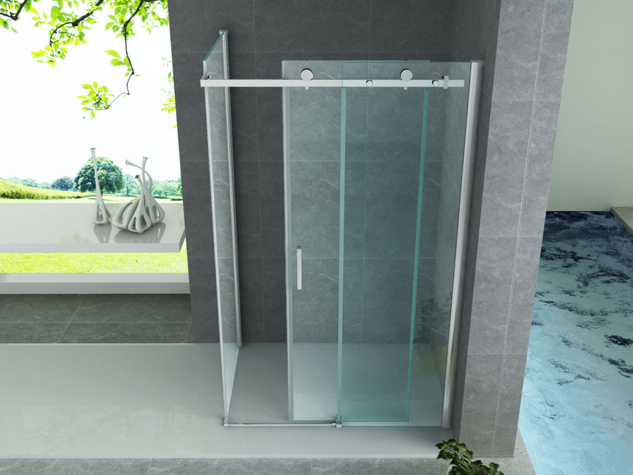 Cabine De Douche KIT  80x120x195 Porte De Douche Coulissante Verre Clair 8mm