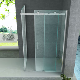 Cabine De Douche KIT  80x120x195 Porte De Douche Coulissante Verre Clair 8mm