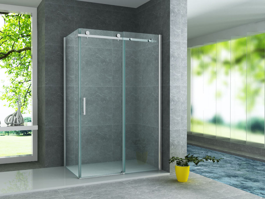 Cabine De Douche KIT  80x120x195 Porte De Douche Coulissante Verre Clair 8mm