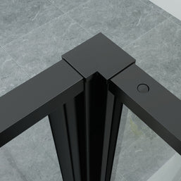 Cabine De Douche KIT Porte De Douche Battante Verre Clair Grille / Profile Noir 8mm 80x120x200