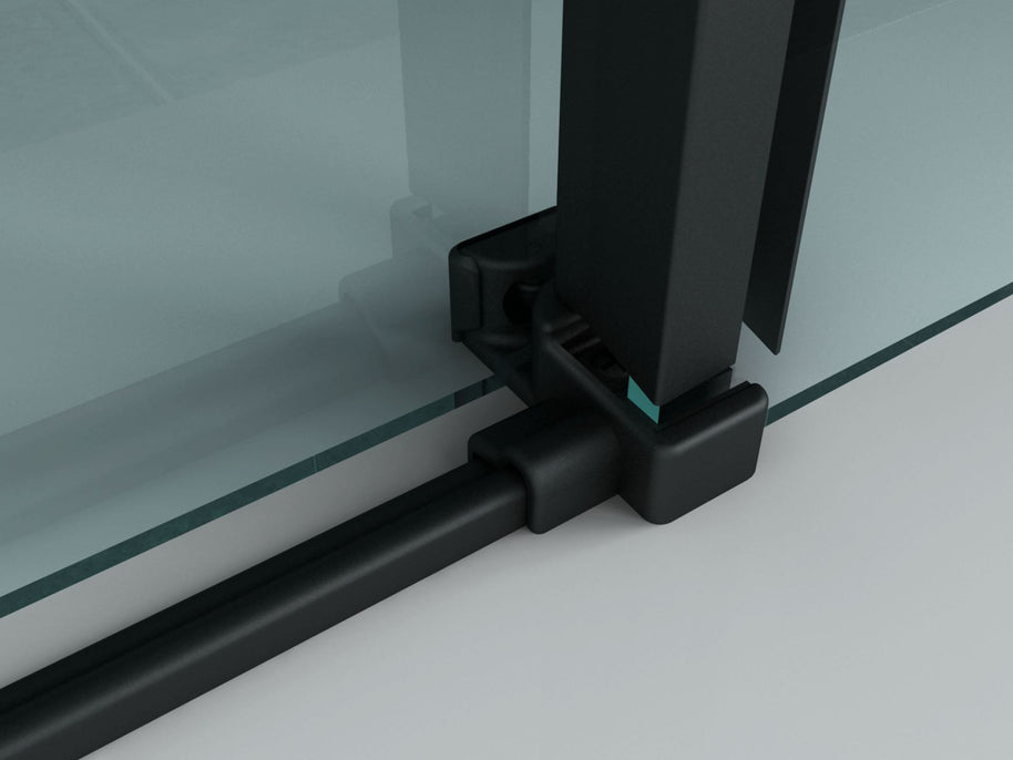 Cabine De Douche KIT Porte De Douche Coulissante Verre Clair Profile Noir 8mm 90x120x195