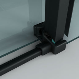 Cabine De Douche KIT Porte De Douche Coulissante Verre Clair Profile Noir 8mm 90x120x195