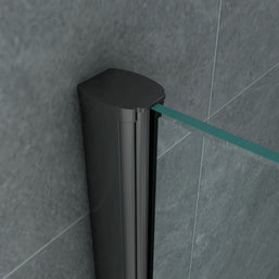 Cabine De Douche KIT Porte De Douche Coulissante Verre Clair Profile Noir 8mm 90x120x195