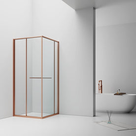 Cabine De Douche Inslide 90x90x200 CUIVRE KIT Porte De Douche Coulissante Interieur  Verre Fume 6mm