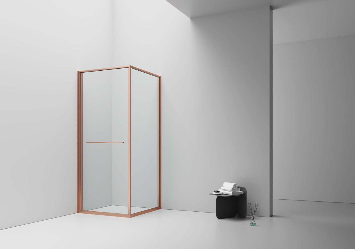 Cabine De Douche Inslide 90x90x200 CUIVRE KIT Porte De Douche Coulissante Interieur  Verre Fume 6mm