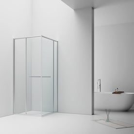 Cabine De Douche Inslide 90x90x200 CHROME KIT Porte De Douche Coulissante Interieur  Verre Clair 6mm