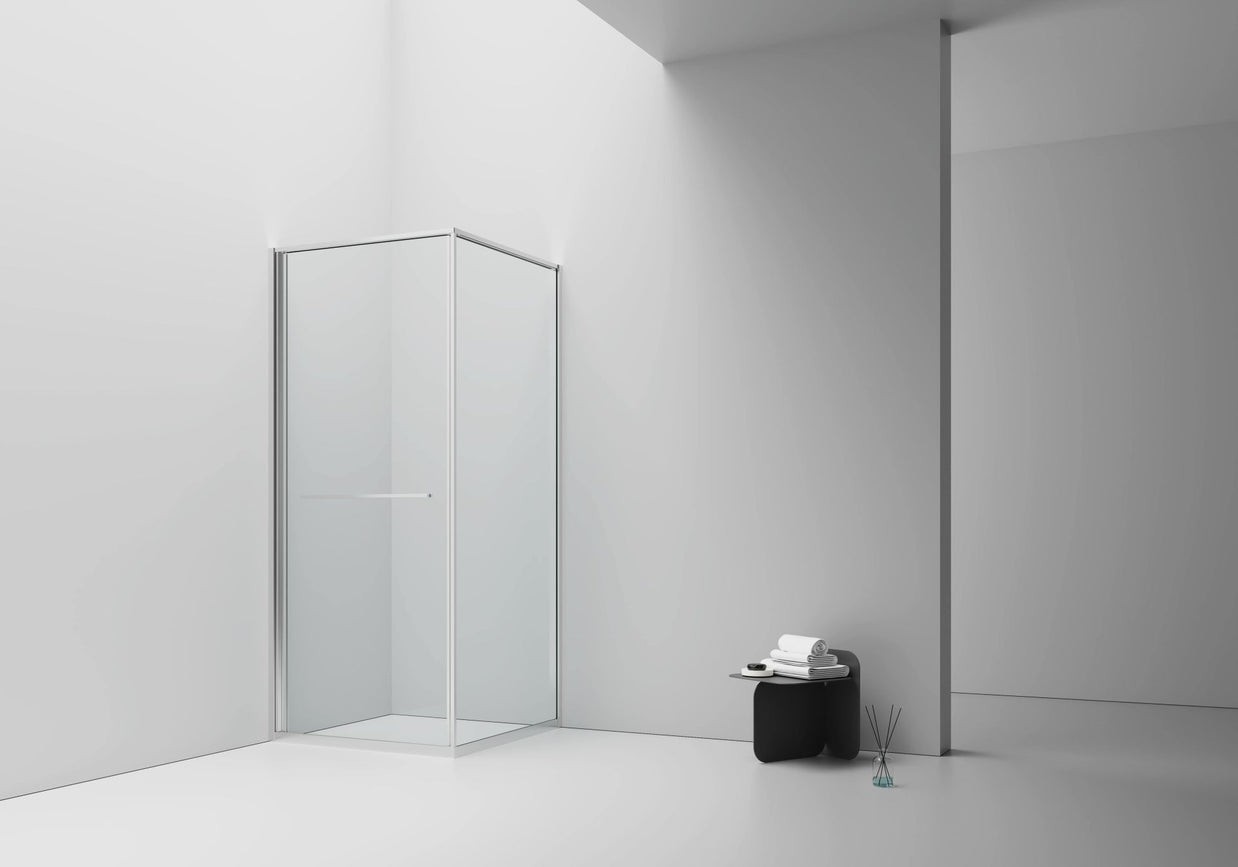Cabine De Douche Inslide 90x90x200 CHROME KIT Porte De Douche Coulissante Interieur  Verre Clair 6mm