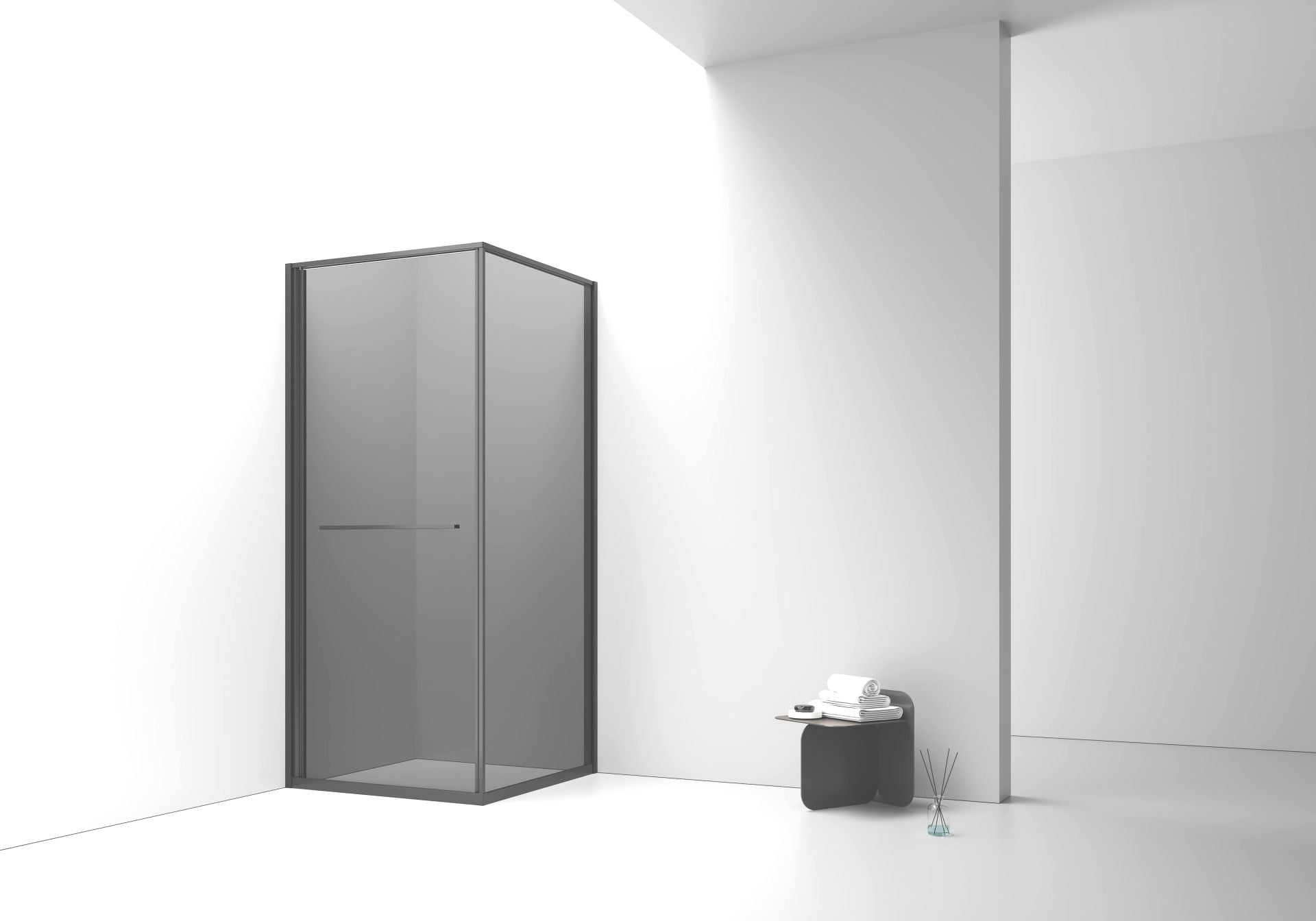 Cabine De Douche Inslide 90x90x200 NOIR MAT KIT Porte De Douche Coulissante Interieur  Verre Fume 6mm