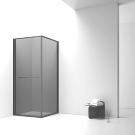 Cabine De Douche Inslide 90x90x200 NOIR MAT KIT Porte De Douche Coulissante Interieur  Verre Fume 6mm