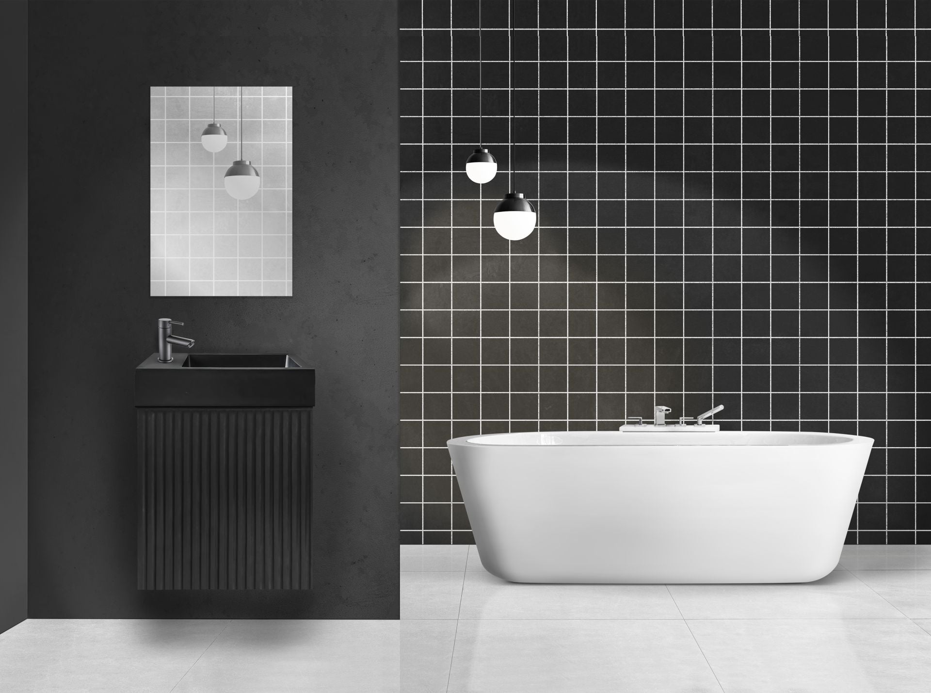 Meuble de Toilette ALONI MIKARO Chene Noir 40X50X22CM = Pack Complet