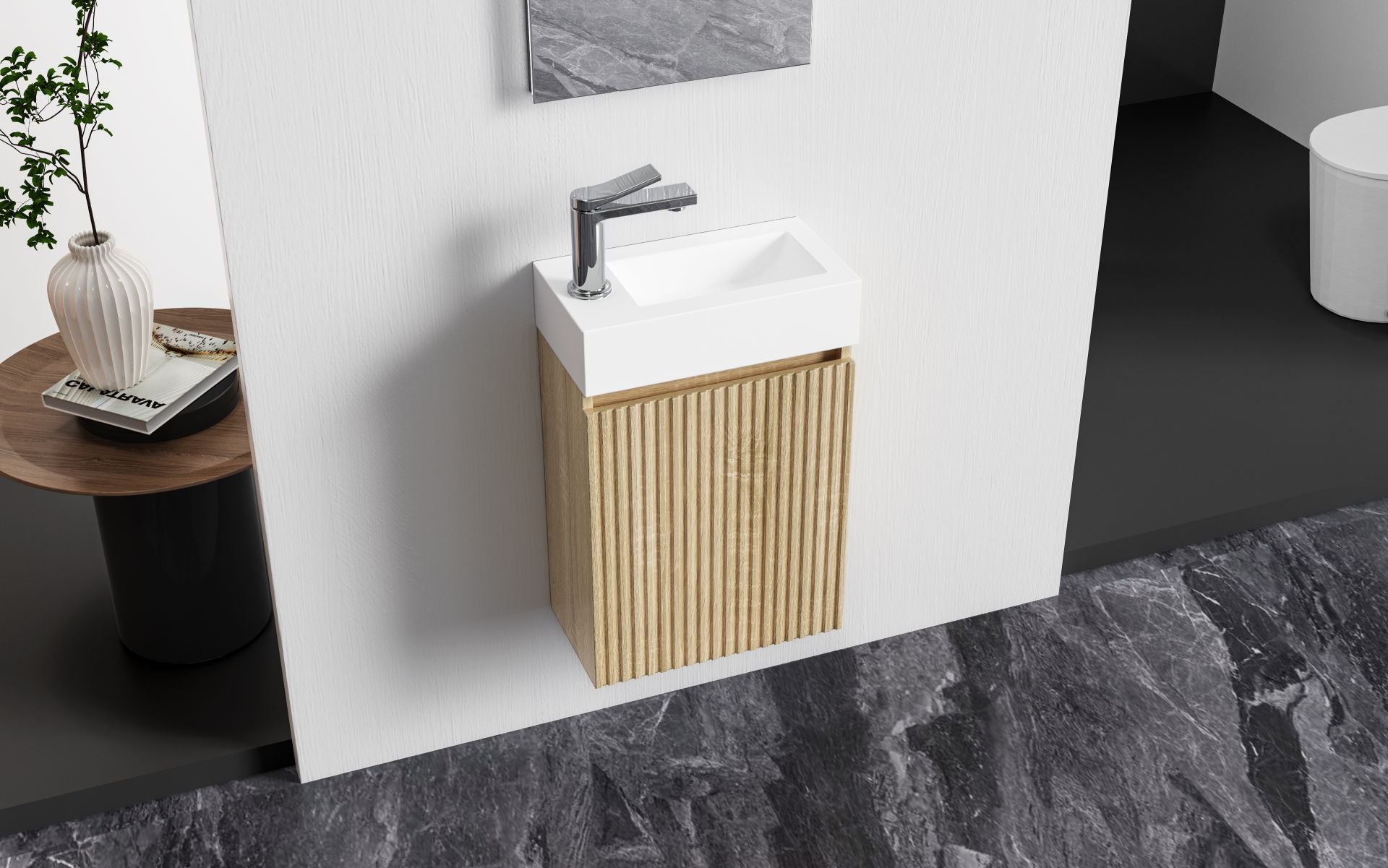 Meuble de Toilette ALONI MIKARO Chene Clair 40X50X22CM = Pack Complet
