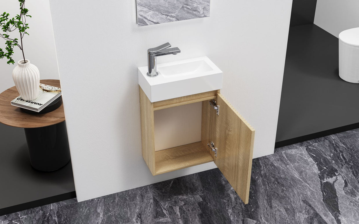Meuble de Toilette ALONI MIKARO Chene Clair 40X50X22CM = Pack Complet