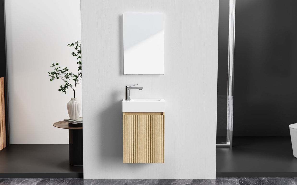 Meuble de Toilette ALONI MIKARO Chene Clair 40X50X22CM = Pack Complet