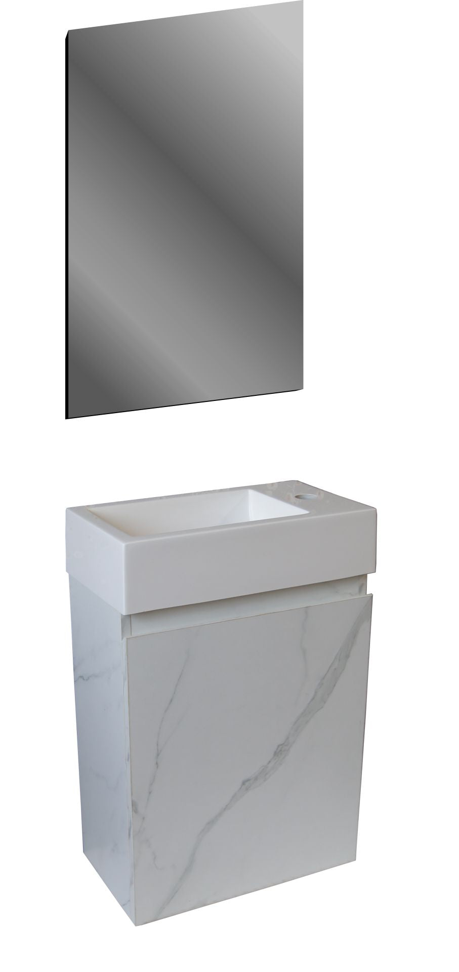 Meuble de Toilette ALONI MKADO Droite Marbre Blanc 40X50X22,3 CM = Pack Complet