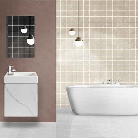 Meuble de Toilette ALONI MKADO Droite Marbre Blanc 40X50X22,3 CM = Pack Complet