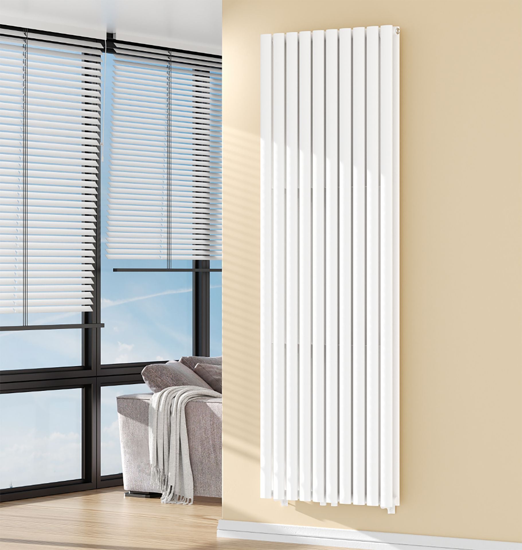 Radiarteur Vertical Oval Double Blanc Brillant 1800x600 -2x10-2050w