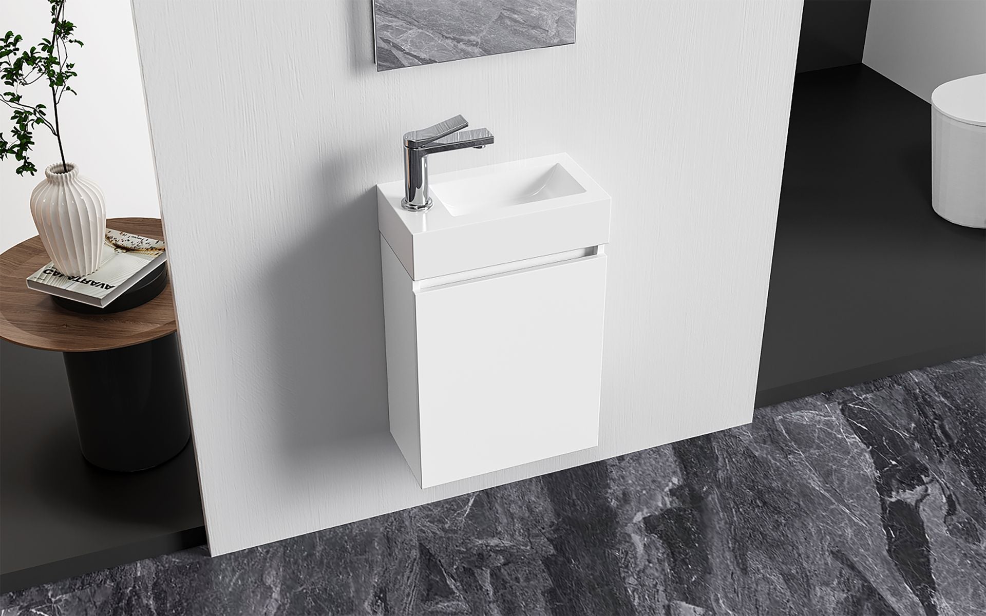 Meuble de Toilette ALONI ZYRO BLANC Brillant 40,5X22,5CM = Pack Complet