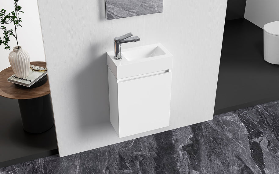 ALONI ZYRO GLOSSY WHITE Toilet Cabinet 40.5X22.5CM = Complete Pack