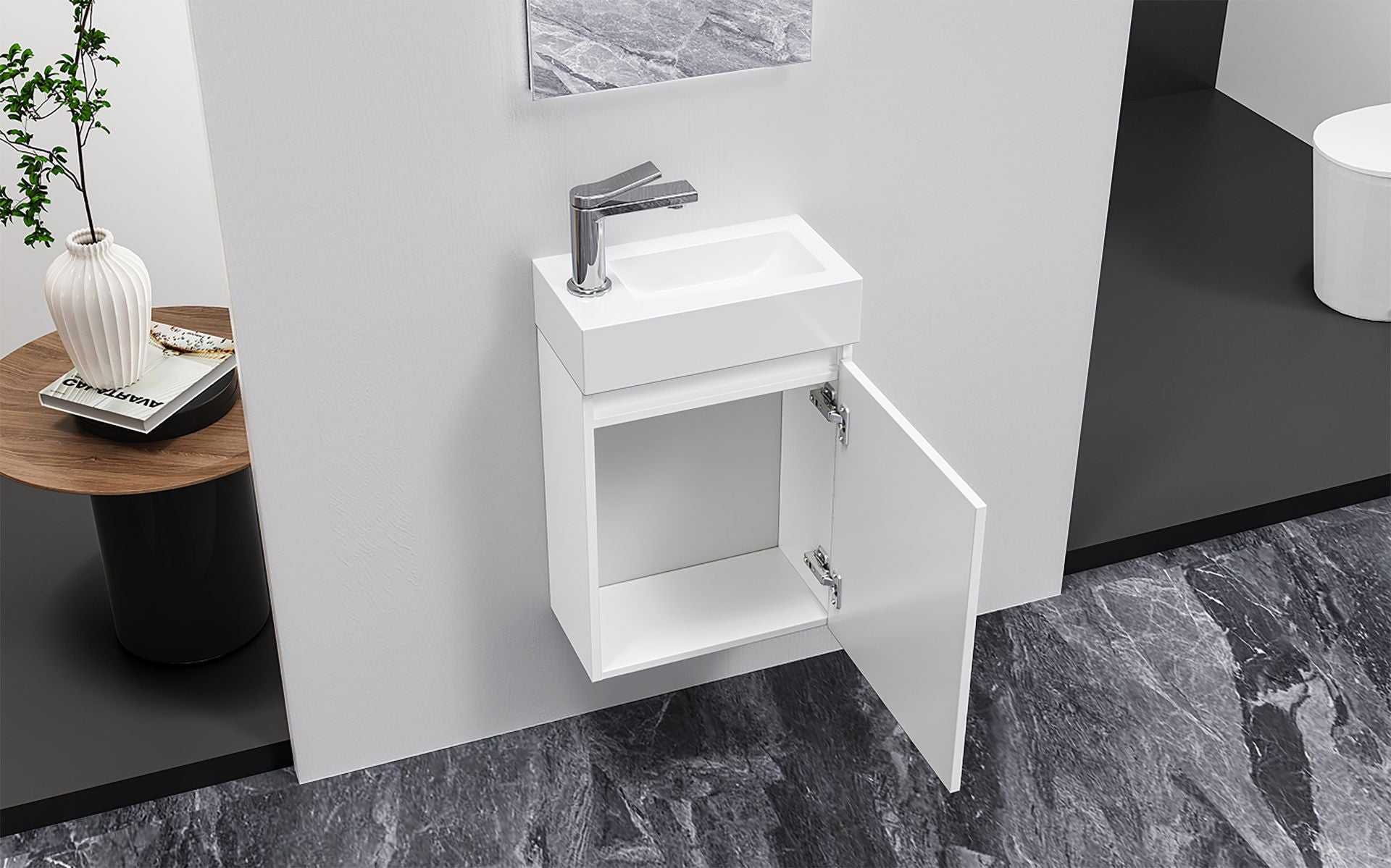 Meuble de Toilette ALONI ZYRO BLANC Brillant 40,5X22,5CM = Pack Complet