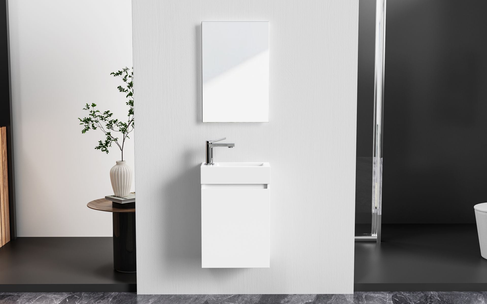 Meuble de Toilette ALONI ZYRO BLANC Brillant 40,5X22,5CM = Pack Complet