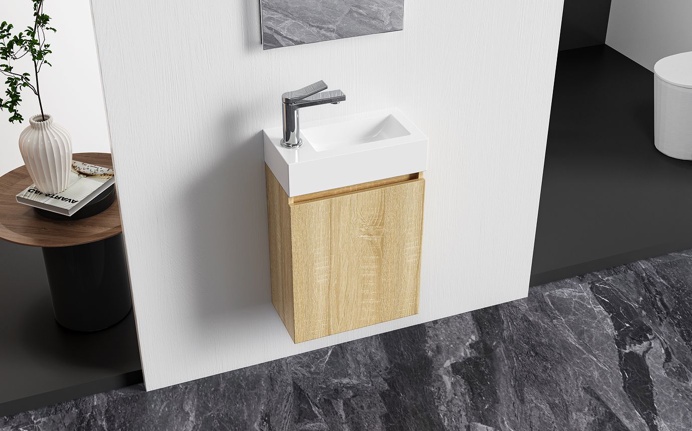 Meuble de Toilette ALONI ZYRO Chene Clair 40,5X22,5CM = Pack Complet