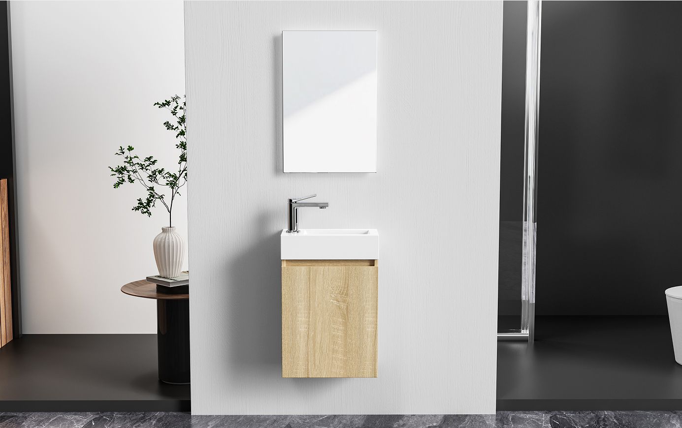 Meuble de Toilette ALONI ZYRO Chene Clair 40,5X22,5CM = Pack Complet