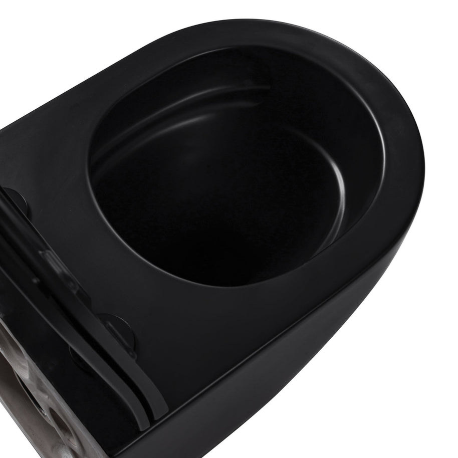 Wc Suspendu PRO Kit Tornado Flush avec abattant soft close 36x32x49cm Compact Noir Mat