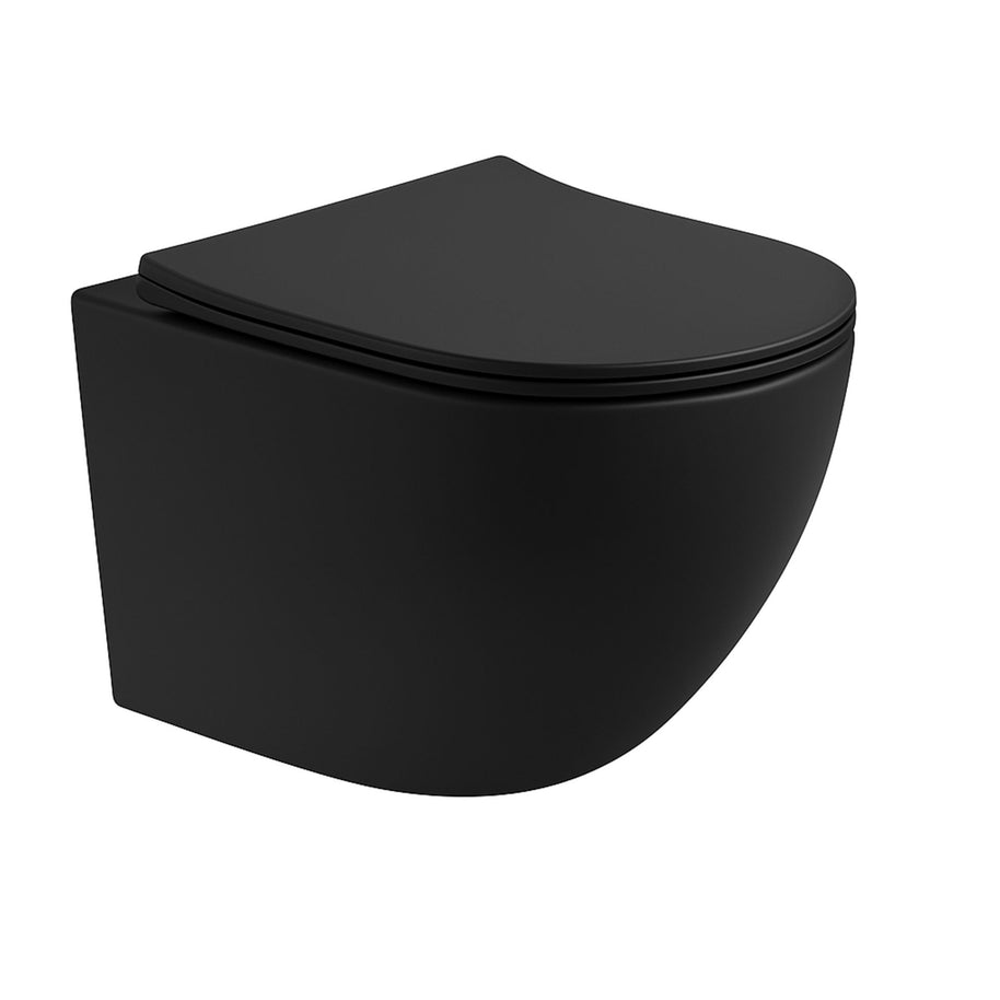 Wc Suspendu PRO Kit Tornado Flush avec abattant soft close 36x32x49cm Compact Noir Mat