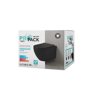 Wc Suspendu PRO Kit Tornado Flush avec abattant soft close 36x32x49cm Compact Noir Mat