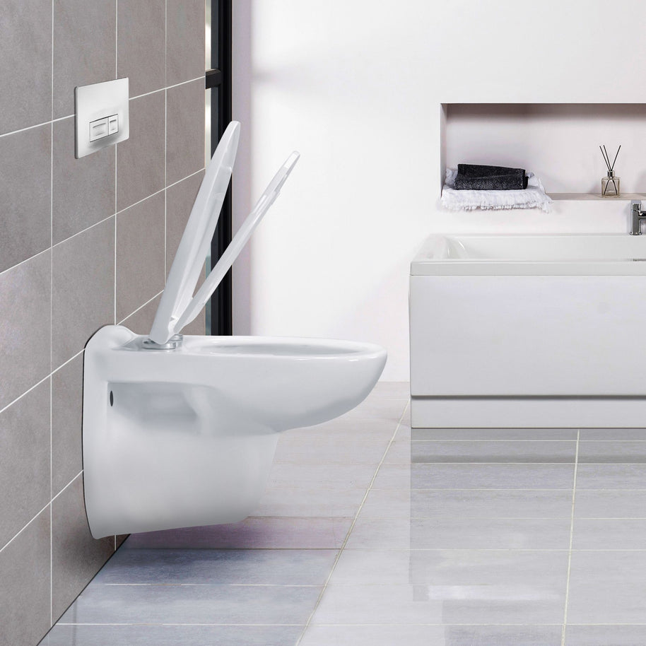 Wc Suspendu PRO Kit avec abattant soft close 35,5X41X54,5 CM Blanc Brillant