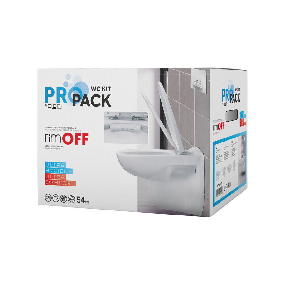 Wc Suspendu PRO Kit avec abattant soft close 35,5X41X54,5 CM Blanc Brillant