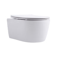 Wc Suspendu PRO Compact 49cm Kit avec abattant soft close 36x32x49cm Blanc Brillant