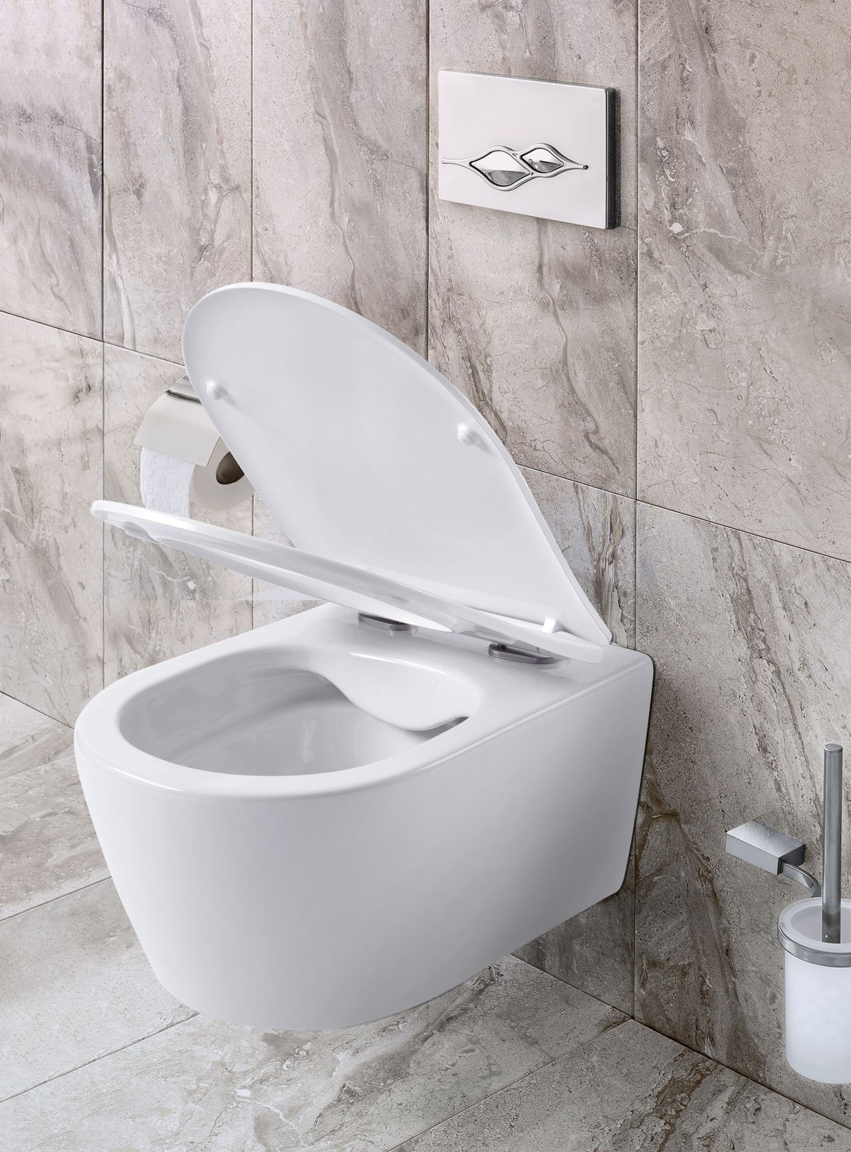 Wc Suspendu PRO Compact 49cm Kit avec abattant soft close 36x32x49cm Blanc Brillant