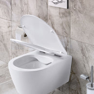 Wc Suspendu PRO Compact 49cm Kit avec abattant soft close 36x32x49cm Blanc Brillant