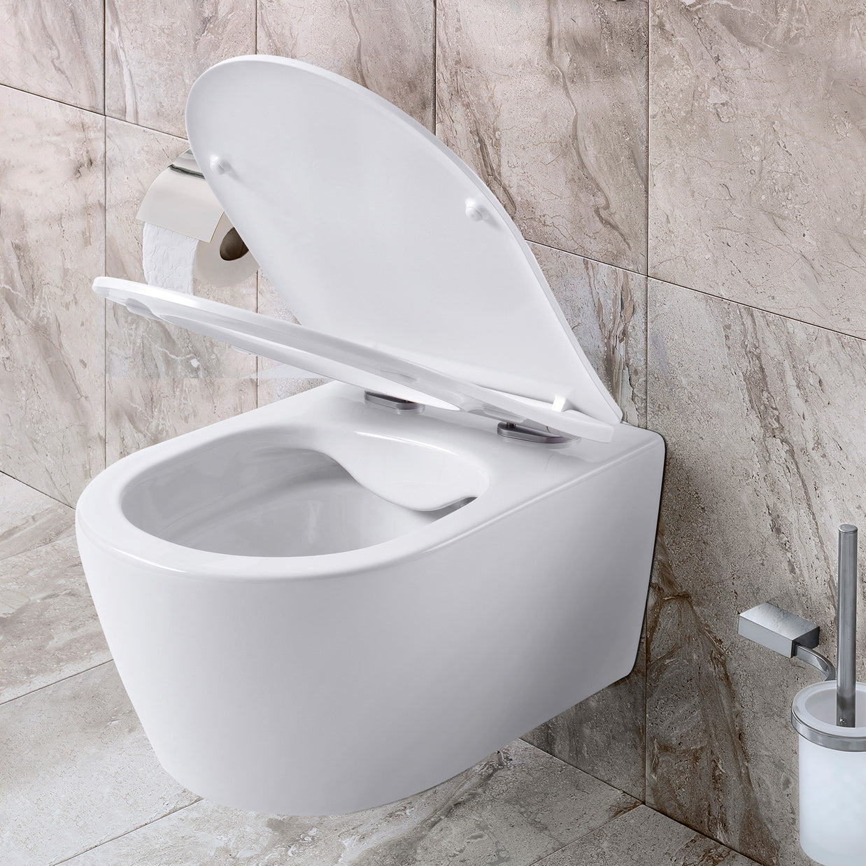 Wc Suspendu PRO Kit avec abattant soft close 36x32x49cm Compact Blanc Mat