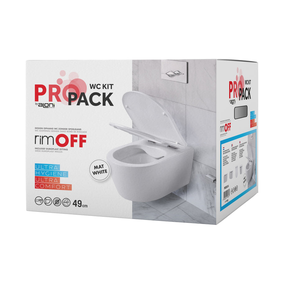 Wc Suspendu PRO Kit avec abattant soft close 36x32x49cm Compact Blanc Mat