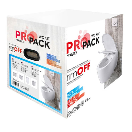 Wc Suspendu PRO Compact 49cm Kit avec abattant soft close 36x32x49cm Blanc Brillant