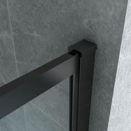 Paroi Douche Fixe Verre Clair Profil Noir 8mm 80Lx200H