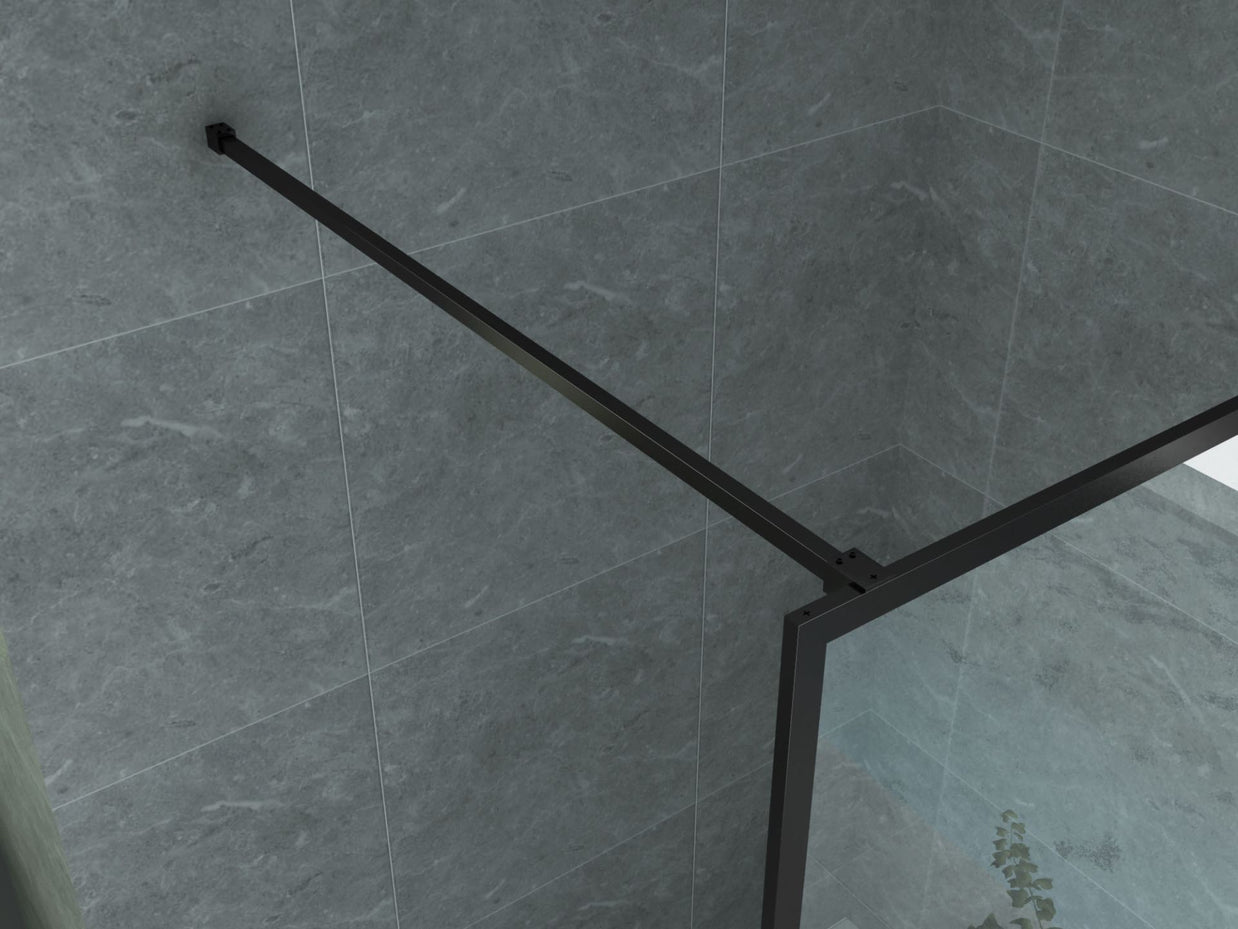Paroi Douche Fixe Verre Clair Profil Noir 8mm 80Lx200H